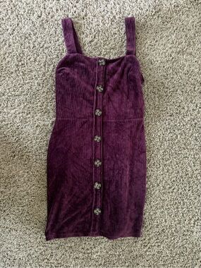No Boundaries Plum Corduroy Button-Front Mini Dress